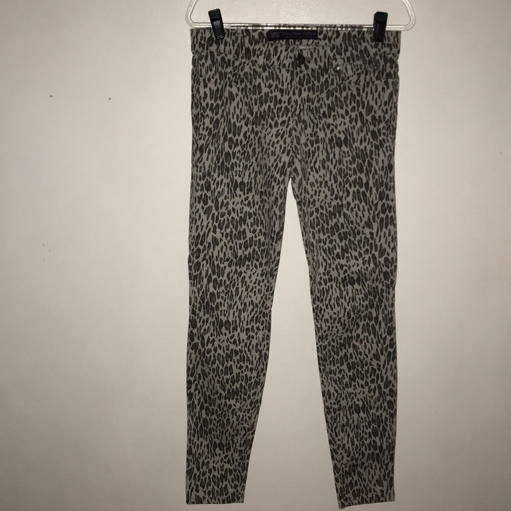Gray Leopard Print Denim